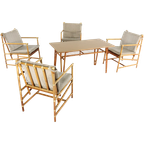 Set Van 4 Safari Bamboo Fauteuils + Tafeltje Vintage thumbnail 1