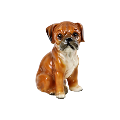 Boxer Puppy Beeld Sculptuur Hond Keramiek Figuurtje 16Cm