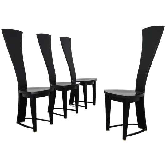 Rare Set Of Four Highback Dining Chairs, Italy, 1990s 1