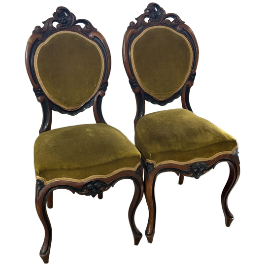 Biedermeier Style Chairs (19ᵉ Century) Mahogany Curved Back Seat Upholstered In Fabric 1