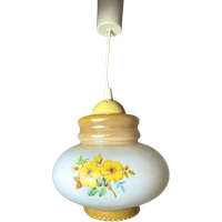 Vintage Opaal Glas Hanglampje Bloem