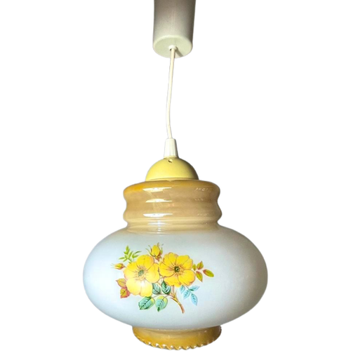 Vintage Opaal Glas Hanglampje Bloem