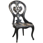 Uniek En Sierlijk Antiek 19e Eeuws Engels Chinoiserie, Mother Of Pearl Sier Stoeltje thumbnail 1