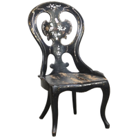 Uniek En Sierlijk Antiek 19E Eeuws Engels Chinoiserie, Mother Of Pearl Sier Stoeltje