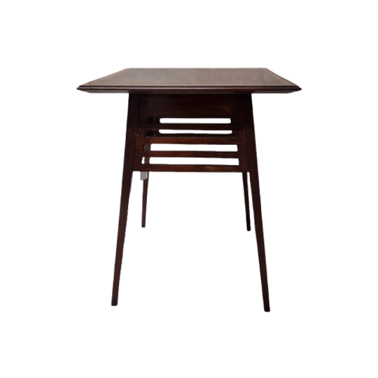 Engels Mahonie Vierkant Bijzettafel, Circa 1900 1