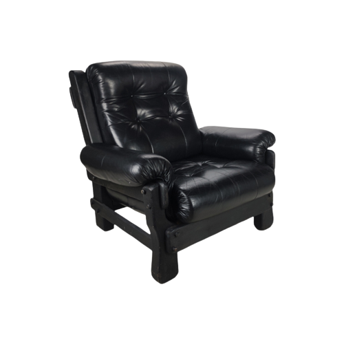 All Black Brutalist Lounge Chair 1970S