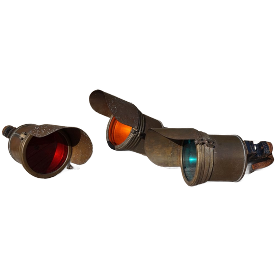 Set Van 3 Originele Bronzen Spoorwegsignaallampen/ Spoorwegseinen 1