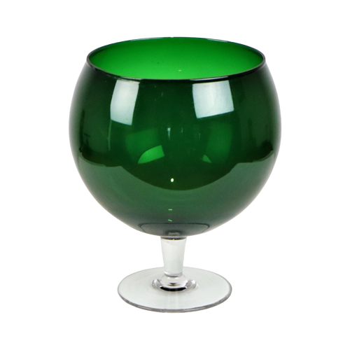 Grote Vintage Groene Glazen ‘Brandy Glass’ Vaas Beker Mond Geblazen 26Cm