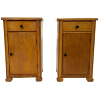 Vintage Nachtkastjes Set Van 2 Eiken Fineer Jaren 50