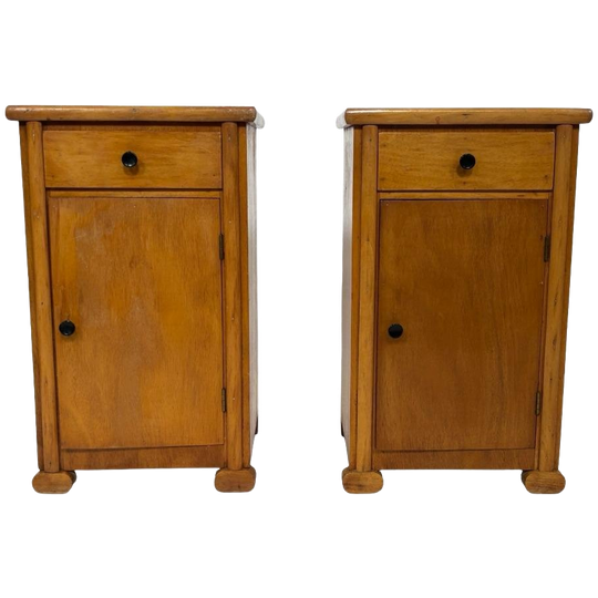 Vintage Nachtkastjes Set Van 2 Eiken Fineer Jaren 50 1