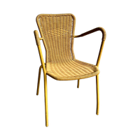 Italian Mid Century Wooven Iron Garden Chair