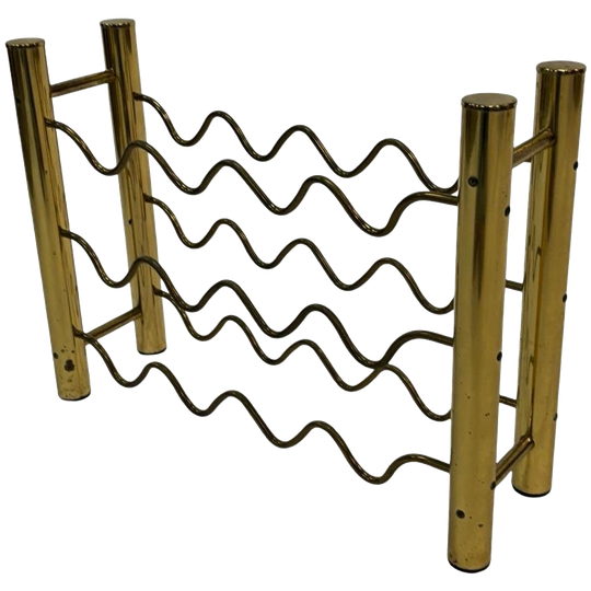 Vintage Regency Messing Wijnrek Design David Lange 70's 1