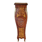 Klassieke Zuil, Plantentafel, Piedestal, Wortelfineer En Marmeren Blad En Missing Versieringen Afm. 30x30cm En 126cm Hoog. thumbnail 1