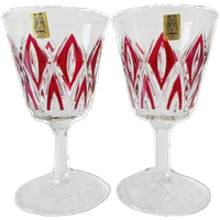 Set Vintage Vmc France Reims Champagne Glazen Harlequin 1960’s Nieuw