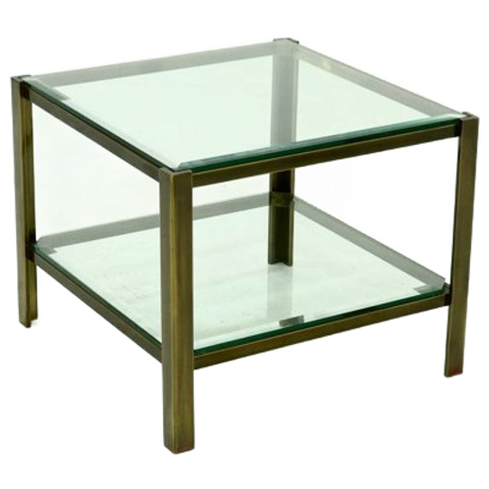 Two Tier Solid Cast Brass Side Table 1970s 1
