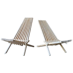 Set 2 Lounge Fauteuils Lattenbank Ligstoelen Tuinstoelen thumbnail 1