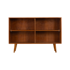 Deens Design Lage Teak Vitrinekast Met Originele Glazen Deuren, 1960S thumbnail 1