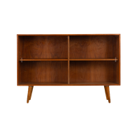 Deens Design Lage Teak Vitrinekast Met Originele Glazen Deuren, 1960S