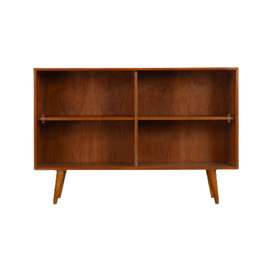 Deens Design Lage Teak Vitrinekast Met Originele Glazen Deuren, 1960s 1
