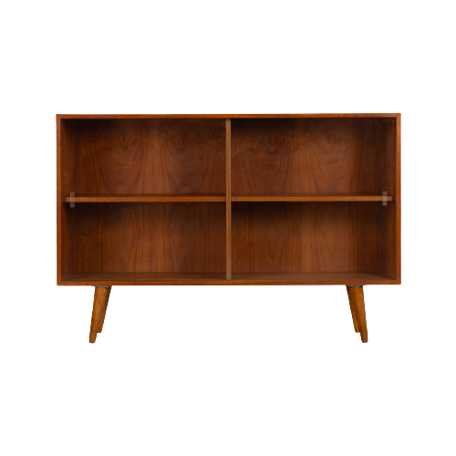 Deens Design Lage Teak Vitrinekast Met Originele Glazen Deuren, 1960S