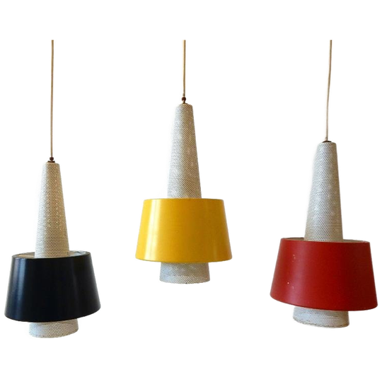 Vintage Lamp Hanglamp Jaren 60 Rood Zwart Geel 1