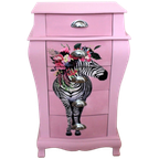 Hoge Roze Ladekast “zebra”, 5 Lades, Eclectisch thumbnail 1