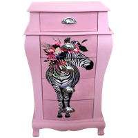 Hoge Roze Ladekast “zebra”, 5 Lades, Eclectisch