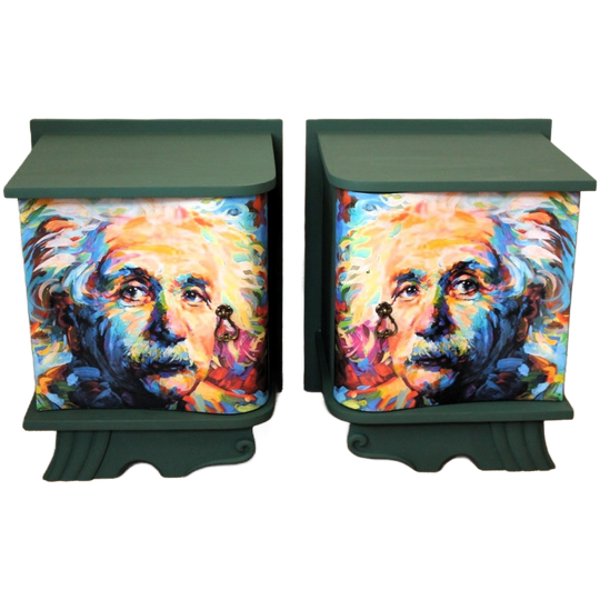 2 Groene Nachtkastjes "einstein" - Eclectisch, Pop Art 1