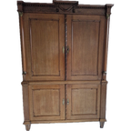 Prachtig Antiek Eiken Kabinet, 4 Deurs Kast, 221 Cm Hoog En 150 Breed thumbnail 1