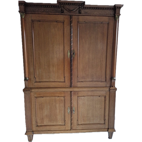 Prachtig Antiek Eiken Kabinet, 4 Deurs Kast, 221 Cm Hoog En 150 Breed 1
