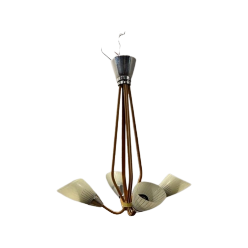 Vintage Spoetnik Lamp Hout En Glas. Door Drevo Humpolec