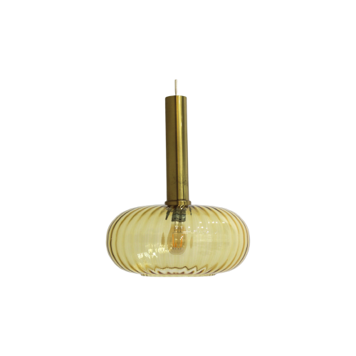 Vintage Hanglamp - Messing Amberkleurig Jaren '70 | 01040