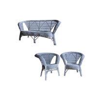 3 Seater +2X1Seater White Rotan Club Chairs