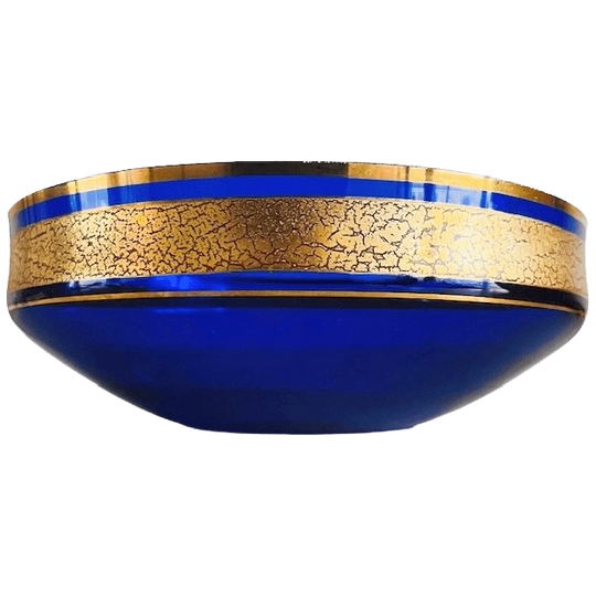 Vintage Barthman Kobalt Blauw Schaal Kristal Gouden Ring 1940’s 1