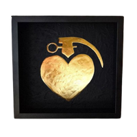 Lovegrenade 23kt Goud Verguld Kunstwerk In Lijst Popart Collectie