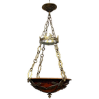 Prachtige Gesigneerde Art Deco Hanglamp "Noverdy France". thumbnail 1