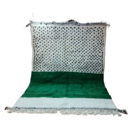 Large Modern Moroccan Rug With Emerald Green, 300x200cm, Hand-knotted Wool 1