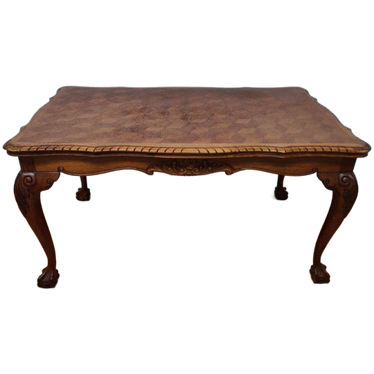 Vintage Landelijke Houten Eettafel Eetkamertafel Uitschuifbaar. Chippendale 1