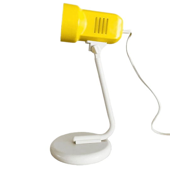 Vintage Bureaulamp Geel Wit Metaal Retro Stijl 1