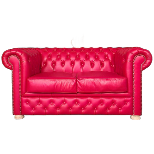 Brighton 2-Zits Classic Chesterfield Bank – Rood, Leer 1