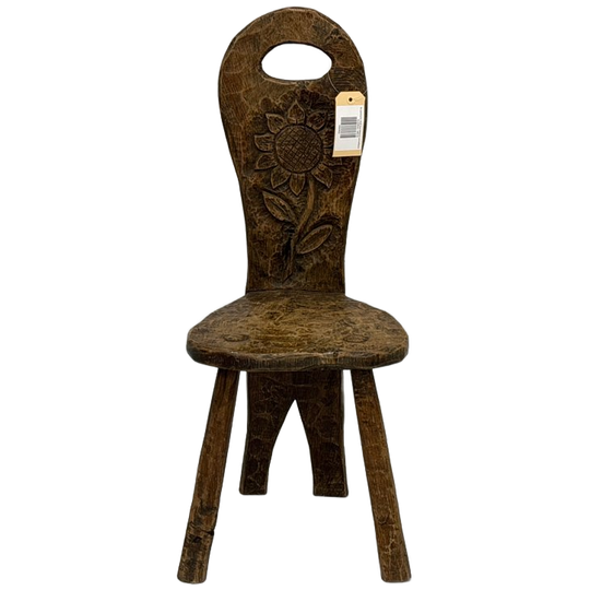 Brutalistische Stoel Hout Driepoot Zonnebloem 1