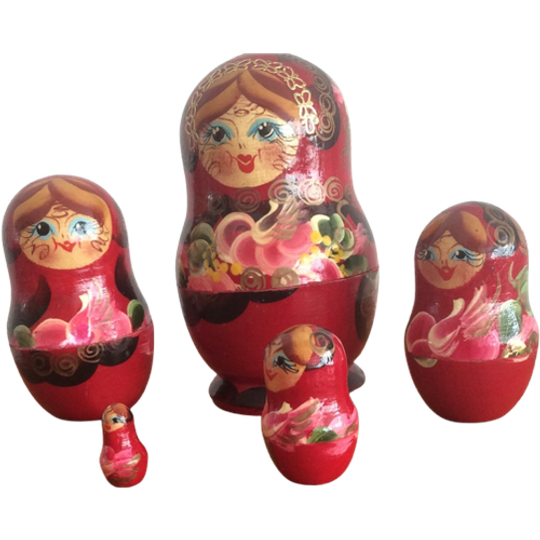 Matroesjka - Baboesjka Pop, 5 Houten Poppetjes 1