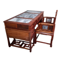 Antiek Palissander Bureau Met Ingelegd Marmer En Bijpassende