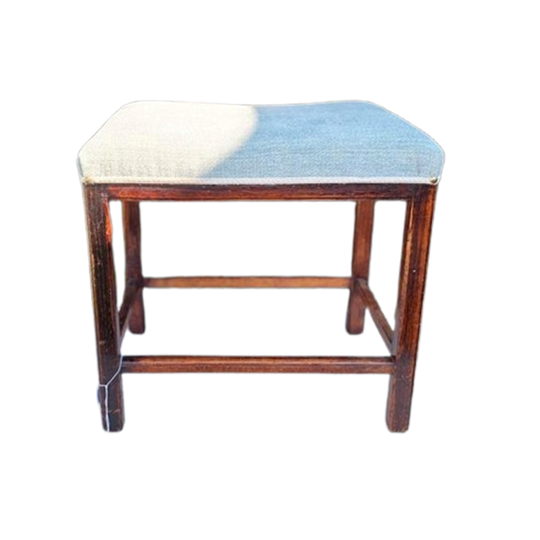 Vintage Kruk / Voetenbankje - Nieuwe Stoffering 1