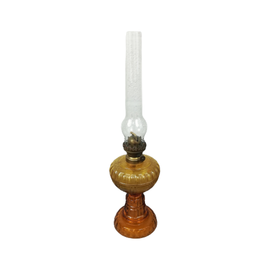 Antieke Glazen Olielamp L&B 1