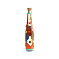 Retro Fles Bekleed Met Patchwork Skai, Jaren '60/'70