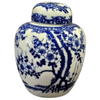 Vintage Gemberpotje Nippon Tokusei Sakura Blossom Patroon Blauw Wit thumbnail 1