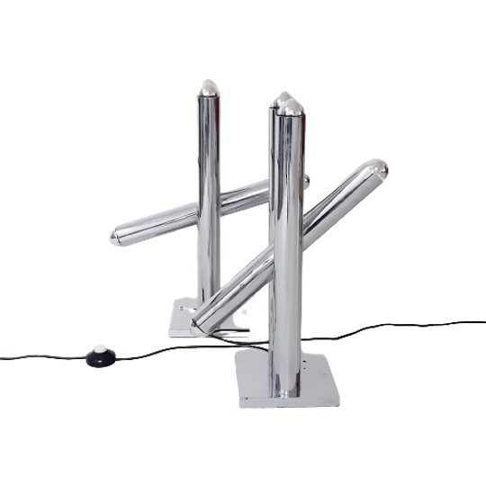 Qa41 – Sigma – Verchroomde Buizen Tafel Lampen Of Vloerlampen 1