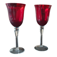 Grote Wijnglazen Rood Glas Heldere Voet Set Van 2