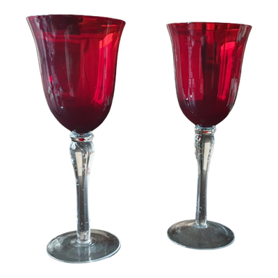 Grote Wijnglazen Rood Glas Heldere Voet Set Van 2